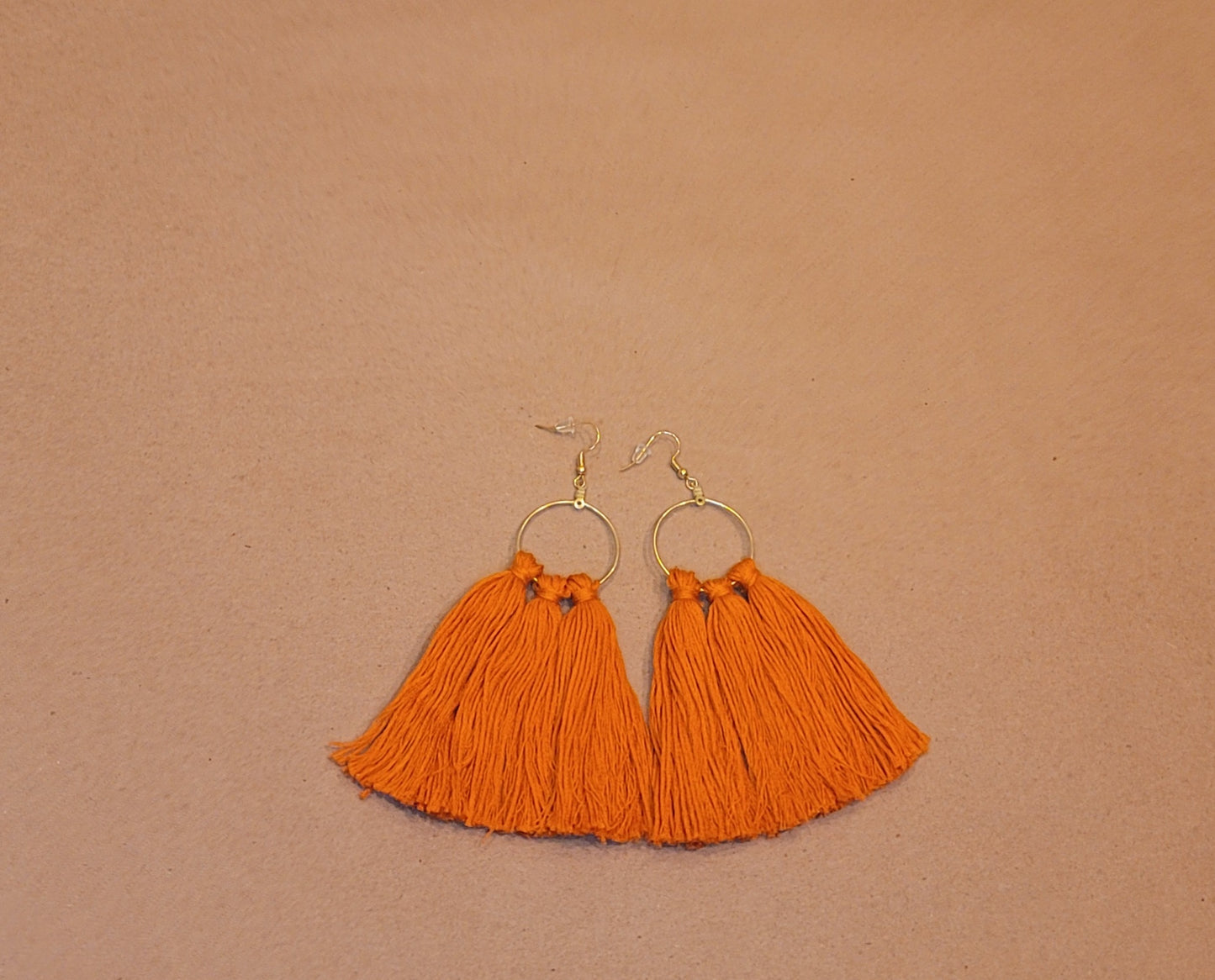 Pumpkin Hoop Tassel Earrings