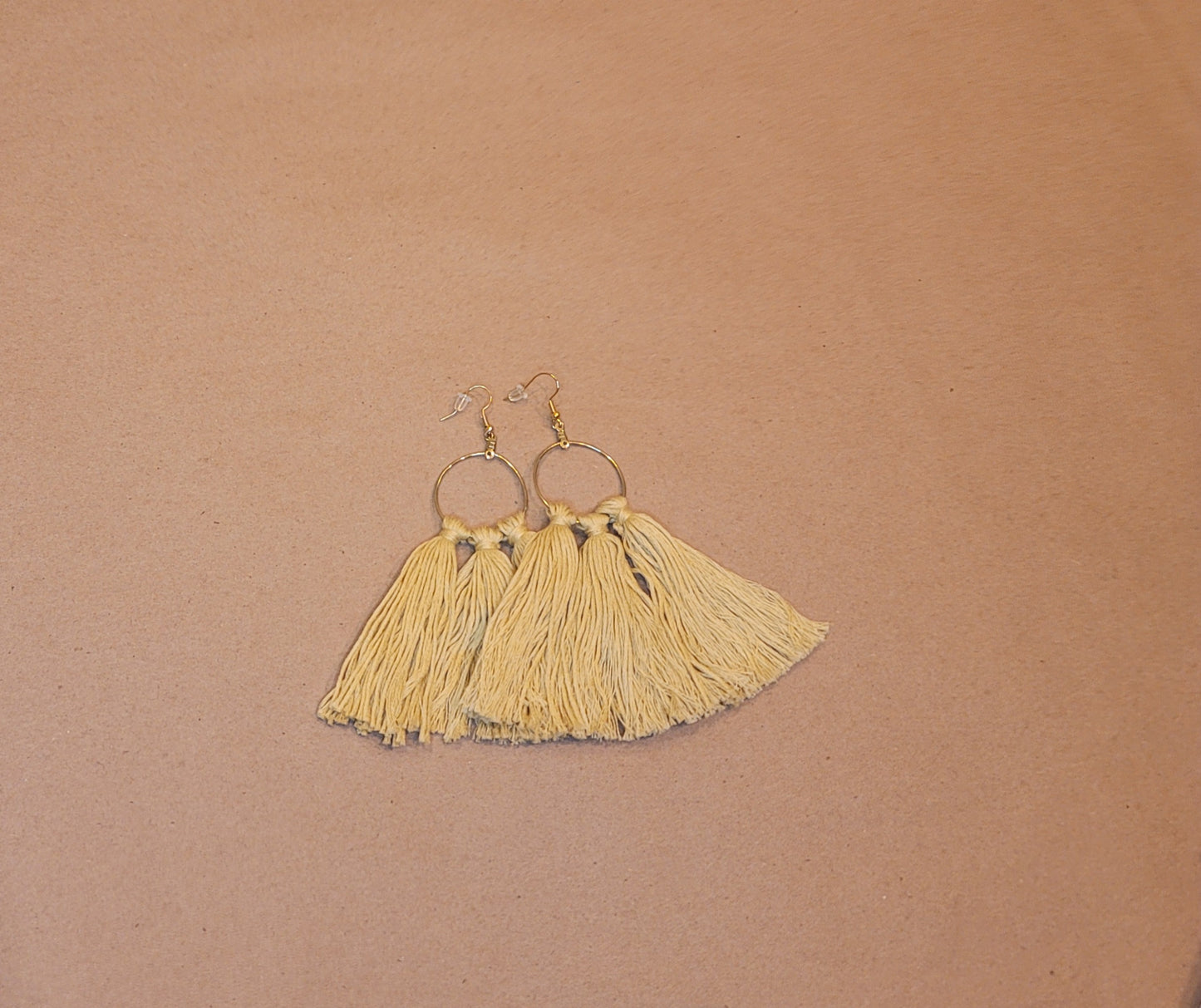 Oat Hoop Tassel Earrings