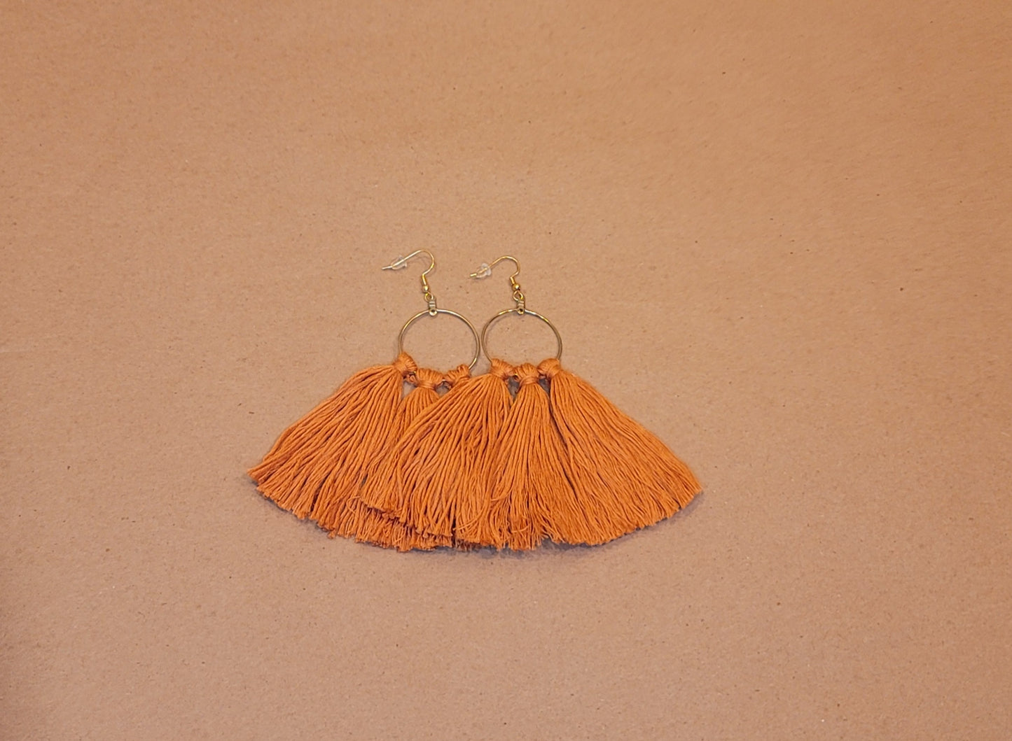 Carrot Hoop Tassel Earrings