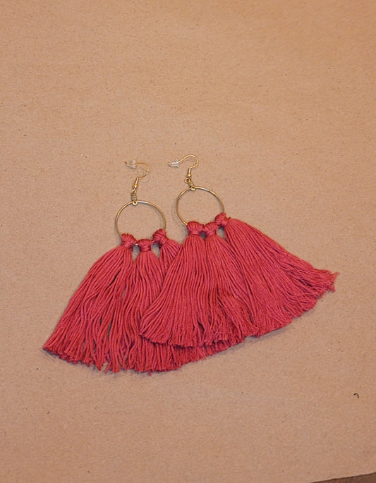 Chilli Pepper Hoop Tassel Earrings